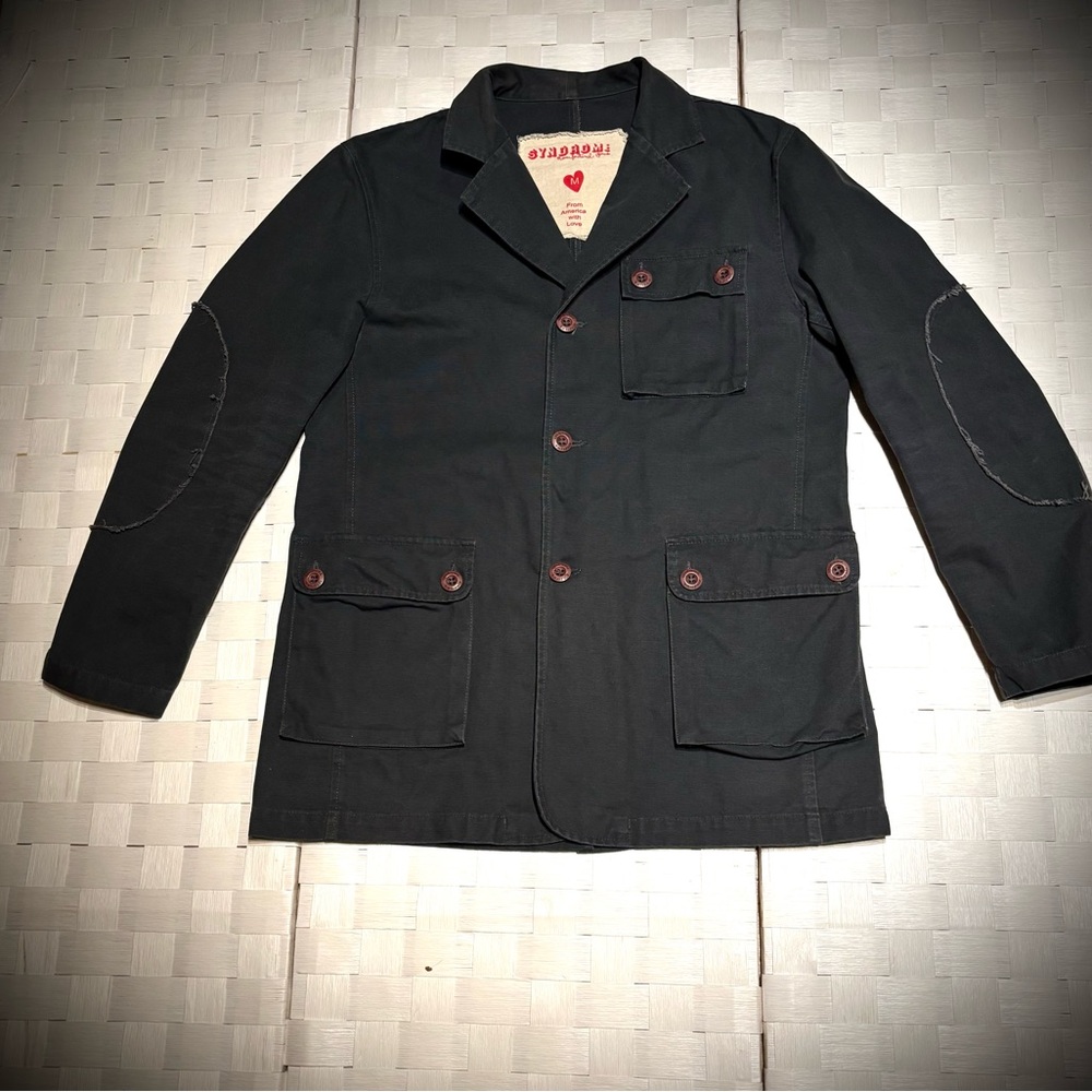 Syndrone Black Jacket with Graphic Lion Design. Size M